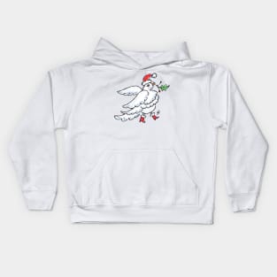 Bird in Holiday Hat Kids Hoodie